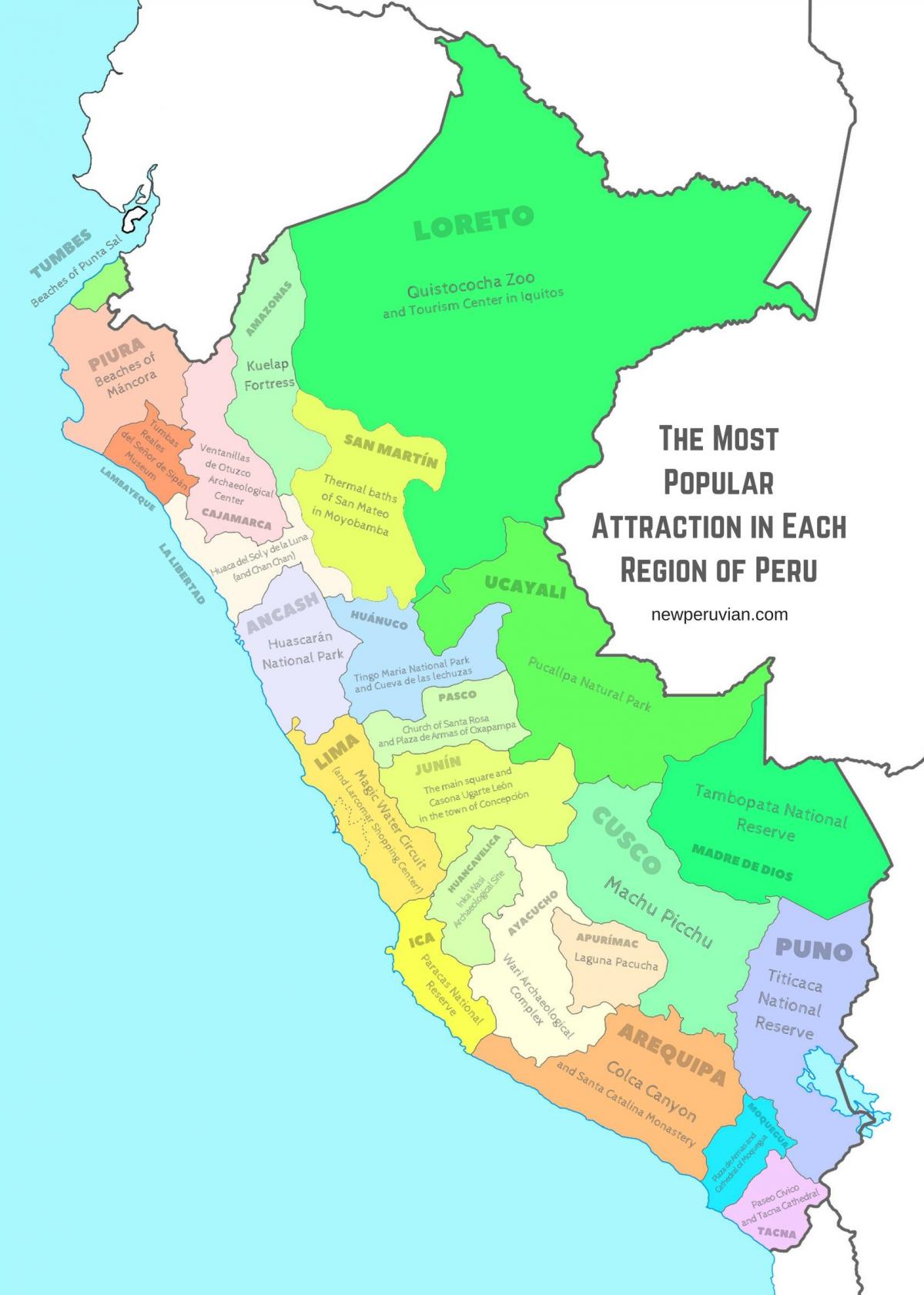 Peru haritası turistik yerler