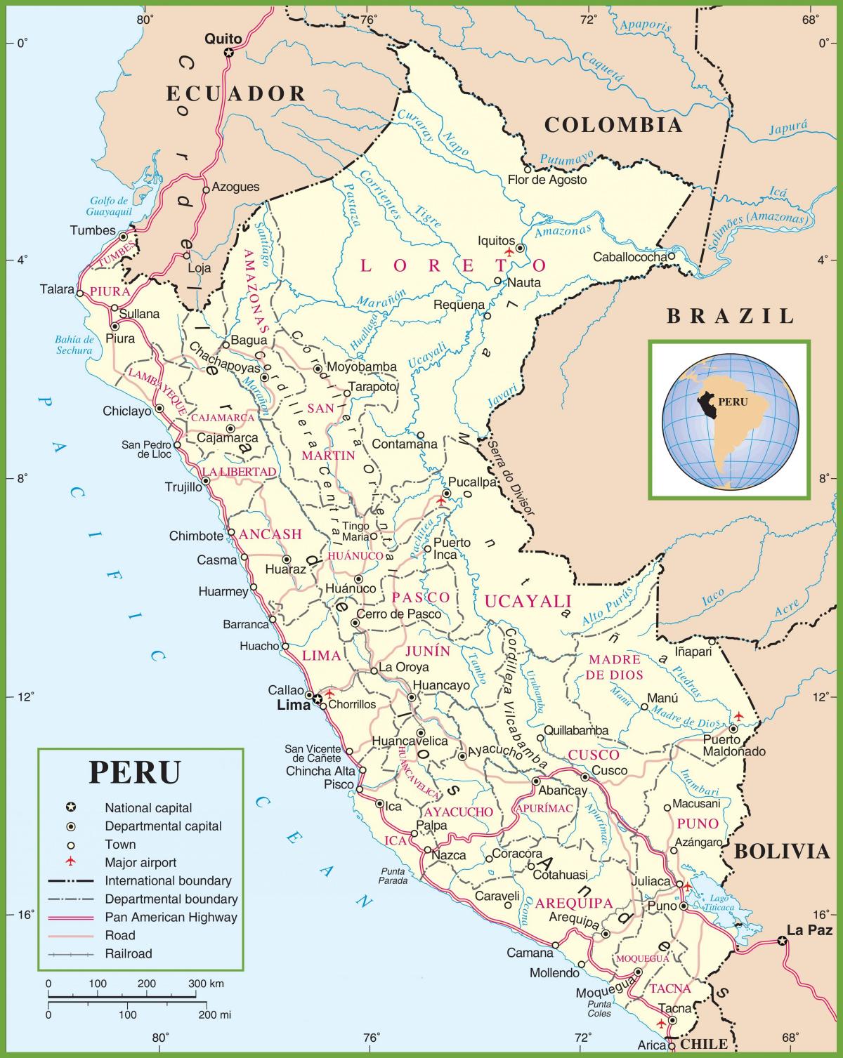 Peru siyasi haritası göster 
