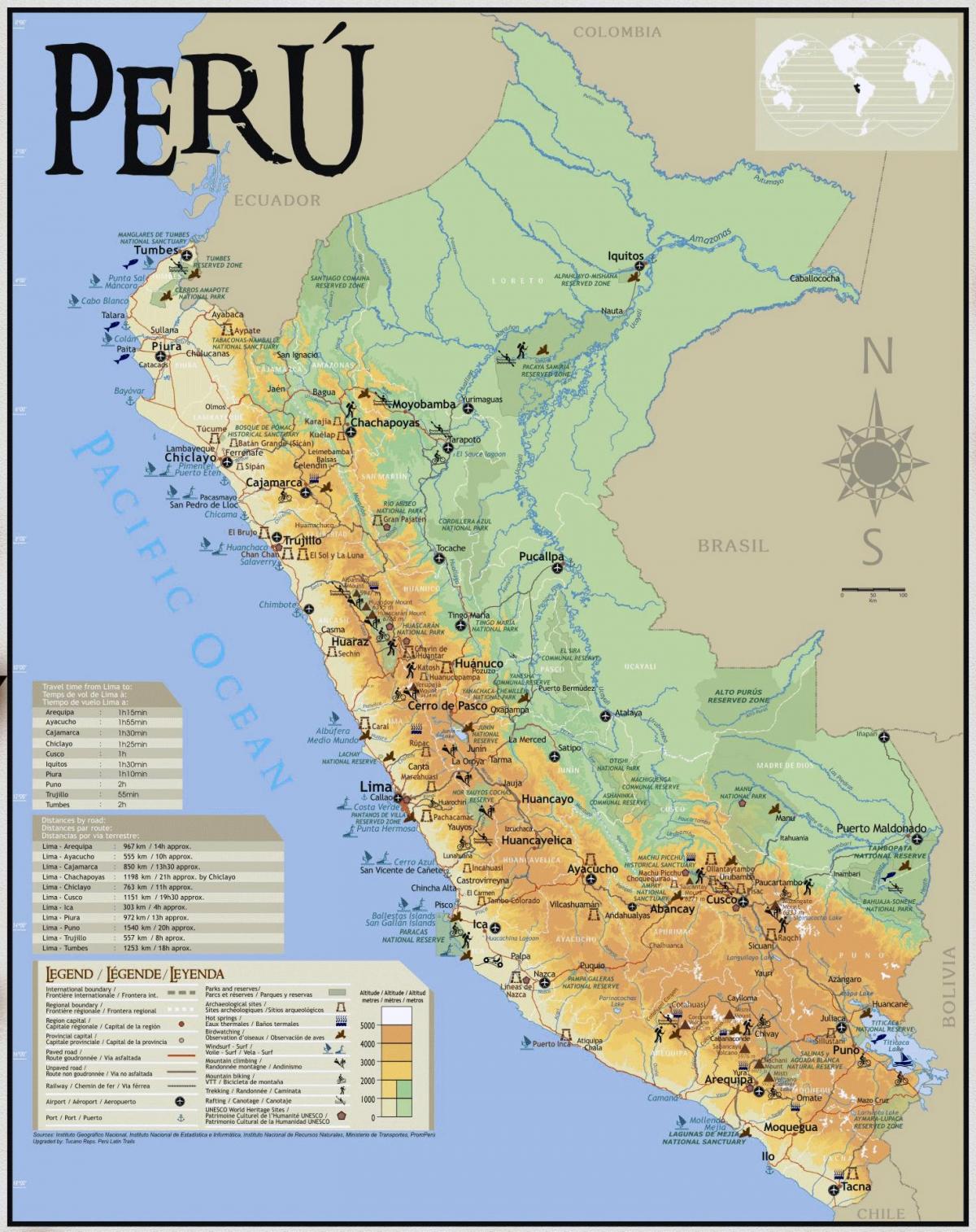 Peru turistik haritası