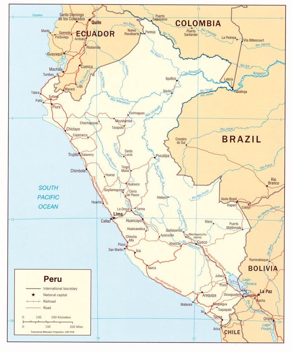 Peru haritası Devletleri