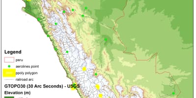 Peru haritası yükseklik